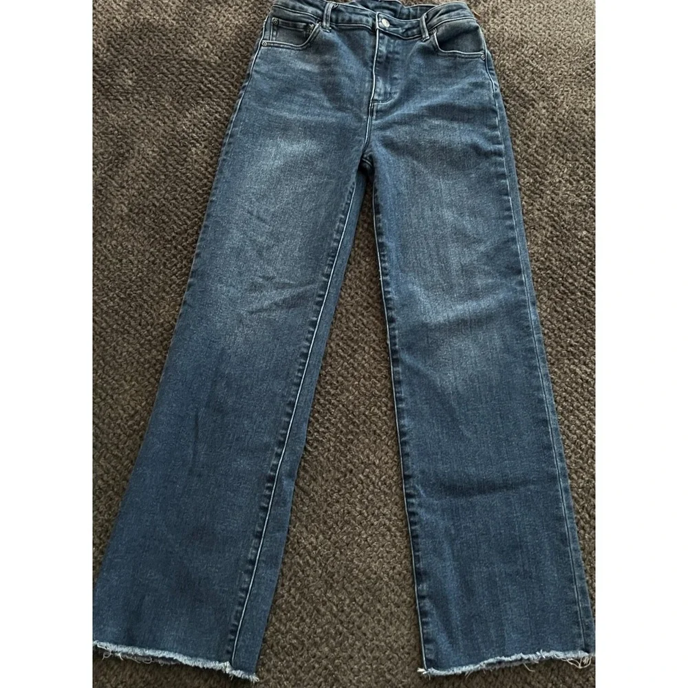 Tractr Juniors Denim Jeans Size 16‎ Girls Straight Adjustable Frayed Hem Zipper